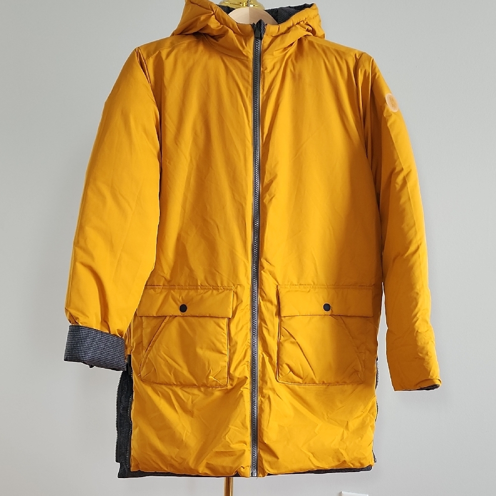 Boys Hooded Puffer Reversible Long Coat Winter Jacket Full Zip Size 12